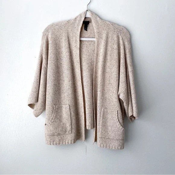 Eileen Fisher Wool Silk Knit Open Front Cardigan Sweater Large Petite - Picture 1 of 9